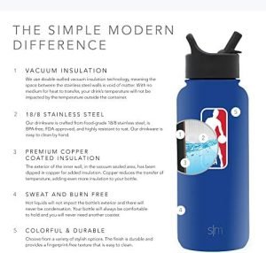 Simple Modern NBA San Antonio Spurs Water Bottle with Straw Lid Insulated Stainless Steel Thermos