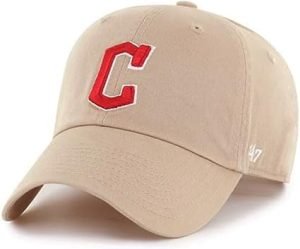 '47 Cleveland Guardians Hat Mens Womens Clean Up Adjustable Baseball Cap, Khaki/Beige, One Size