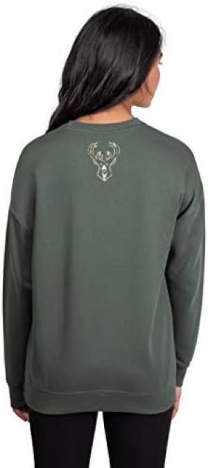 Ultra Game NBA Milwaukee Bucks Soft Fleece Distressed Oversized Sweatshirt