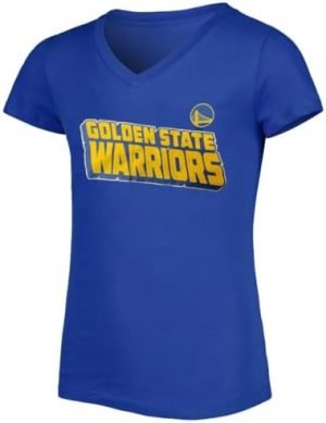 Outerstuff Golden State Warriors Juniors Girls 4-16 Team Logo V-Neck T-Shirt