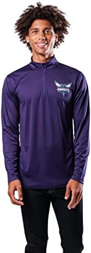 Ultra Game NBA Men's Super Soft Quarter Zip Long Sleeve T-Shirt