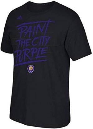 adidas Orlando City SC MLS Men's Paint The City Purple Graphic Black T-Shirt