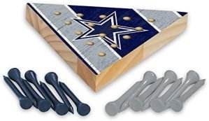 Rico Industries NFL Peg Pyramid Game 4.5" x 4" Wooden Travel Sized Pyramid Game - Toy Peg Games - Triangle - Family Fun