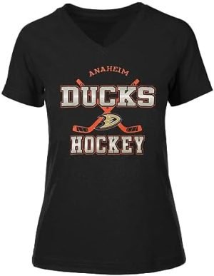 Outerstuff Anaheim Ducks Juniors Girls 4-16 Team Logo V-Neck T-Shirt