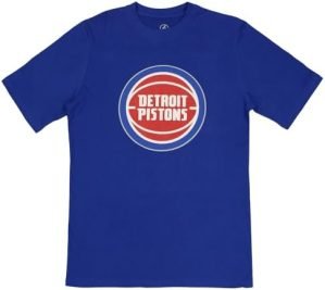 FISLL NBA Detroit Pistons Team Color, Name and Logo Premium Short Sleeve T-Shirt