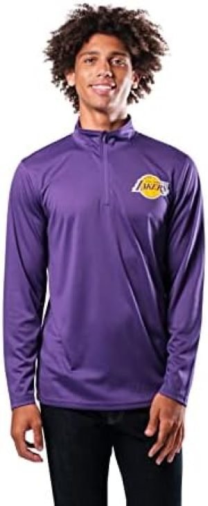 Ultra Game NBA Men's Super Soft Quarter Zip Long Sleeve T-Shirt