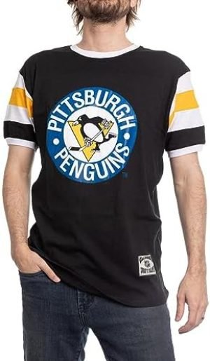 Calhoun NHL Surf & Skate Mens Shoulder Stripe Vintage Varsity Inset Sleeve Retro Style T-Shirt