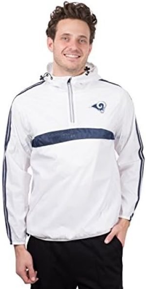 Ultra Game NFL mens Quarter Zip Pullover Hoodie Packable Windbreaker Jacket