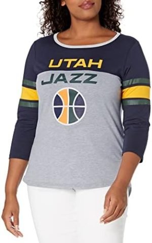 Ultra Game NBA Women's T Raglan Baseball 3/4 Long Sleeve Tee Shirt