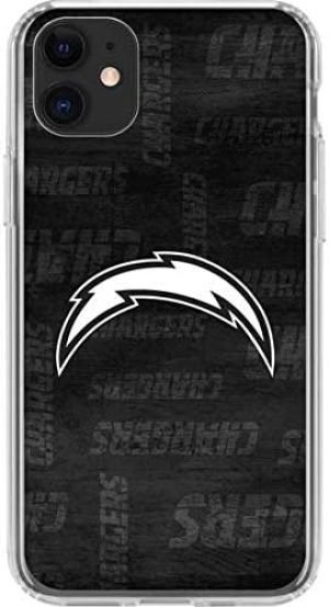 Skinit Clear Phone Case Compatible with iPhone 11 - Officially Licensed NFL Los Angeles Chargers Black & White Design