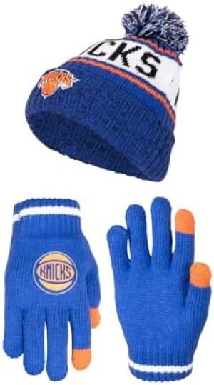 Ultra Game NBA Boys Girls Super Soft Winter Beanie Knit Hat With Extra Warm Touch Screen Gloves