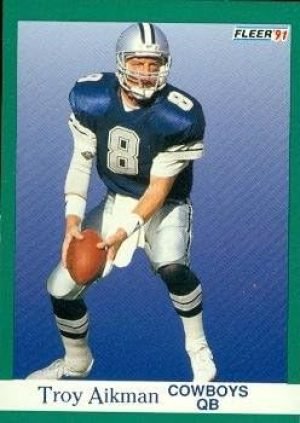 Troy Aikman Football Card (Dallas Cowboys) 1991 Fleer #228