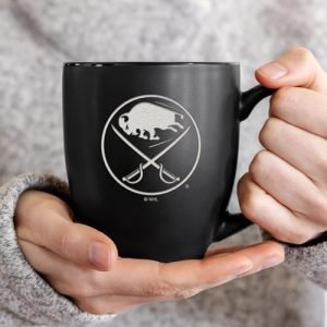 Rico Industries NHL Buffalo Sabres 16oz Laser Engraved Matte Ceramic Bistro Mug