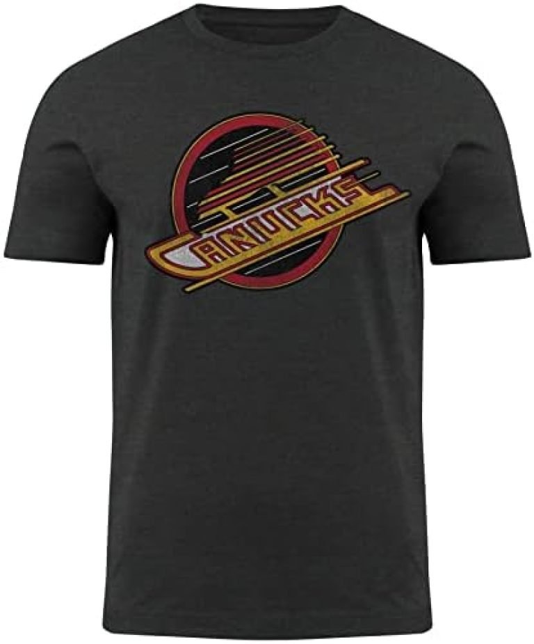 Vancouver Canucks NHL Vintage Distressed Logo Heathered T-Shirt - Skate Logo - Charcoal