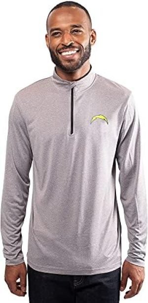 Ultra Game NFL Men's Super Soft Quarter Zip Long Sleeve T-Shirt