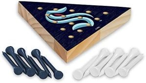 Rico Industries NHL Colorado Avalanche Peg Pyramid Game 4.5" x 4" Wooden Travel Sized Pyramid Game - Toy Peg Games - Triangle - Family Fun