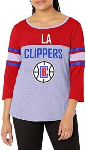 Ultra Game NBA Women's T Raglan Baseball 3/4 Long Sleeve Tee Shirt