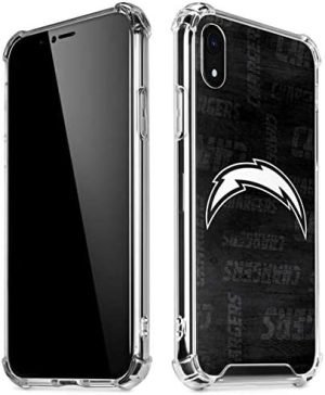 Skinit Clear Phone Case Compatible with iPhone XR - Officially Licensed NFL Los Angeles Chargers Black & White Design