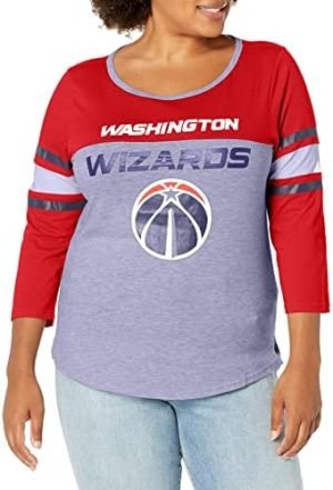 Ultra Game NBA Women's T Raglan Baseball 3/4 Long Sleeve Tee Shirt