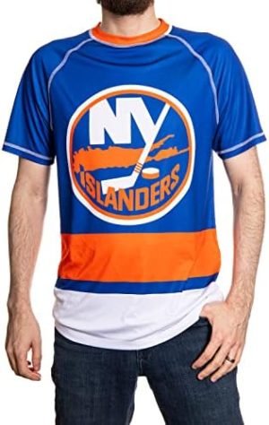 NHL Mens Performance Quick Dry Moisture Wicking Rash Guard Short Sleeve Shirt