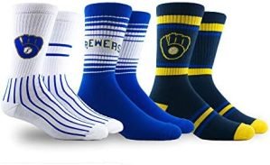 PKWY Unisex Brewers Baseball Team 3-Pack Crew Socks