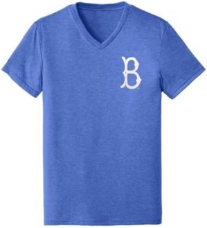Outerstuff Jackie Robinson Brooklyn Dodgers #42 Youth Girls 7-16 V-Neck Triblend Heathered Player T-Shirt