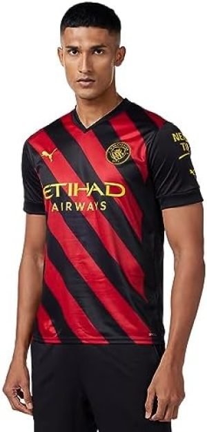 PUMA Men’s Manchester City FC 2022/23 Replica Away Football Jersey, Black/Red