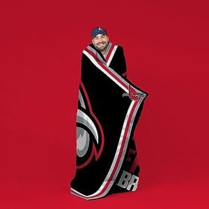 Sleep Squad NHL Buffalo Sabres Goat Head Logo 60” x 80” Raschel Plush Blanket