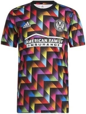 Adidas Atlanta United F.C. Men's Pride Pre-Match Short Sleeve Soccer Jersey, Multicolor