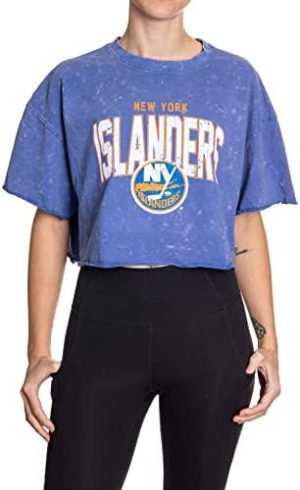 Calhoun NHL Surf & Skate Womens Oversize Drop Shoulder Acid Wash Cropped T-Shirt