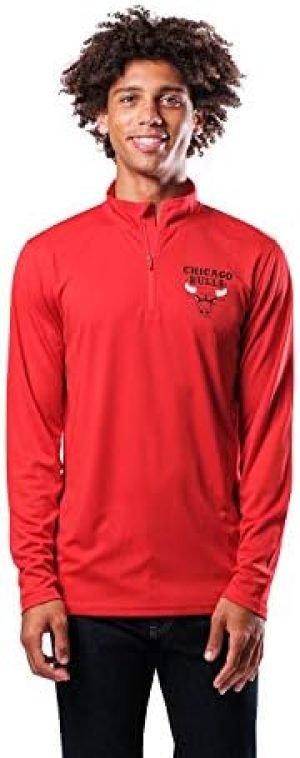 Ultra Game NBA Men's Super Soft Quarter Zip Long Sleeve T-Shirt
