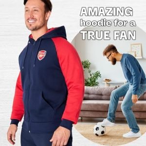 Arsenal F.C. Mens Zip Up Hoodie with Pockets