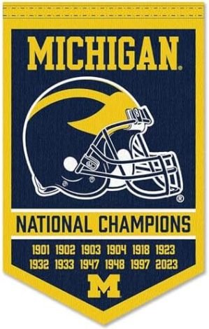 Michigan Team University Wolverines 12 Time 12x Football National Champions Banner