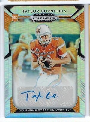 TAYLOR CORNELIUS 2019 Panini Prizm Draft Picks #206 PRIZMS AUTOGRAPH Football Rookie Card RC Oklahoma State Cowboys Edmonton Elks