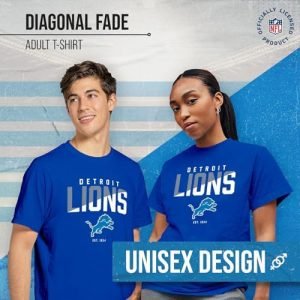 Team Fan NFL Detroit Lions Diagonal Fade Color Block T-Shirt
