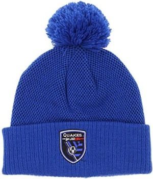 Outerstuff MLS Youth Boys San Jose Earthquakes Cuffed Knit with Pom, One Size Fits Most