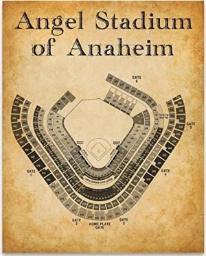 Baseball Decor - Angel Stadium of Anaheim Baseball Seating Chart - Baseball Wall Decor 11x14 Unframed Art Print - Great Baseball Room Decor & Gift, Baseball Poster Sports Vintage Decor