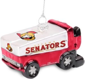 Officially Licesned NHL Blown Glass Zamboni Hanging Ornament (Ottawa Senators)
