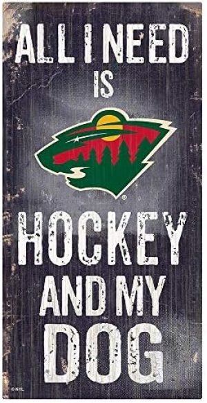 NHL Minnesota Wild Unisex Minnesota Wild Hockey and My Dog Sign, Team Color, 6 x 12