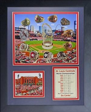 Legends Never Die St. Louis Cardinals MLB World Series Rings and Championships Collectible | Framed Photo Collage Decor - 12"x15"