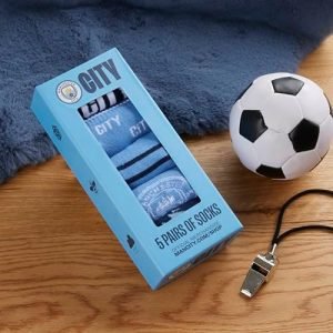 Manchester City FC Boys Socks – Pack of 5 Crew Socks for Boys Size 13-8