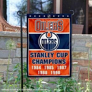 NHL Edmonton Oilers 5 Time Stanley Cup Champions Double Sided Garden Flag