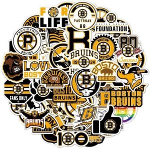 50pcs Bruins Stickers Packs Laptop Skateboard Sticker Bomb Pack for Adults Teens Kids Skate Water Bottles Waterproof Vinyl Graffiti Stickers Decor Gifts