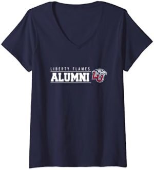 Womens Liberty University Flames Alumni with Logo V-Neck T-Shirt