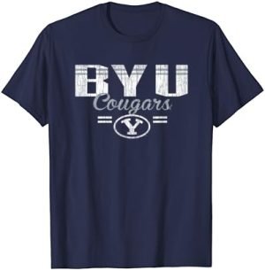 BYU Cougars Distressed Stripes Navy Officially Licensed T-Shirt