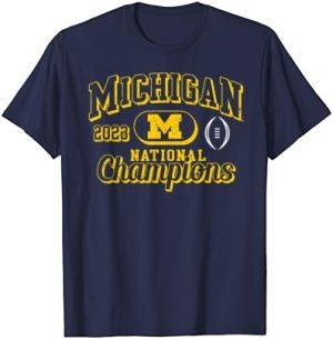 Michigan Wolverines 2023 CFP National Champions Vintage Navy T-Shirt