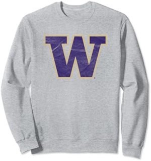 University of Washington Huskies Distressed Primary Logo Sweatshirt