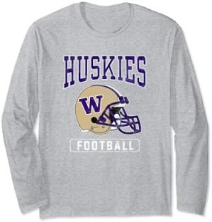 University of Washington Huskies Football Helmet Long Sleeve T-Shirt