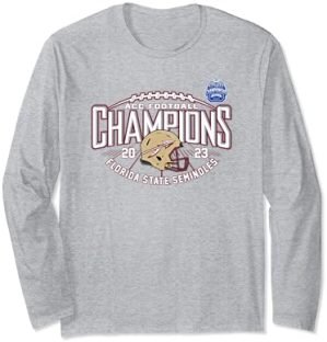 Florida State Seminoles ACC Champs 2023 Football Helmet Gray Long Sleeve T-Shirt