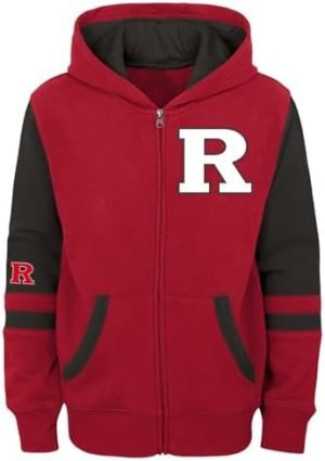 Outerstuff Rutgers Scarlet Knights Youth Size Stadium Colorblock Full Zip Fleece Hoodie